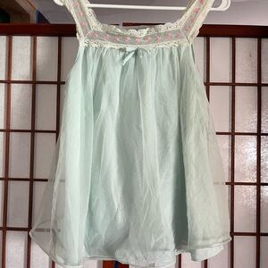 1950s vintage Lace Trimmed Light Blue nighty top